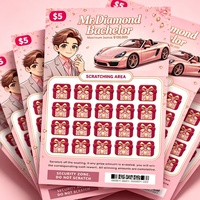 Cartes de loterie à gratter personnalisées de style romantique avec données variables Mr. Billets de loterie roses sur le thème de la fête prénuptiale pour événements de mariage