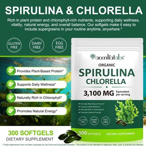 Acentiallabs Biologische <span class=keywords><strong>Spirulina</strong></span> Chlorella Softgel Supplement bevordert energie <span class=keywords><strong>Spirulina</strong></span> Chlorella capsules voor dagelijks welzijn - Product Image 2