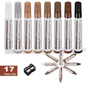 Kit di Riparazione <span class=keywords><strong>Mobili</strong></span> con Pennarelli per Legno - Penna per Legno - Marcatori e Bastoncini di Cera con Kit Affilatore, per Macchie, Graffi, Pavimenti in Legno - Product Image 1