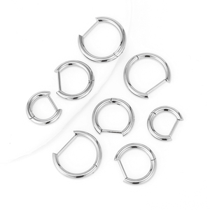 Boucles d'oreilles en forme de D sans couture en alliage de titane ASTM F136 G23, soin après-piercing, <span class=keywords><strong>boucle</strong></span> droite, piercing du <span class=keywords><strong>cartilage</strong></span> - Product Image 4
