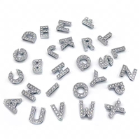 Vente chaude : Lettres coulissantes en métal avec strass de 14 mm (A-Z) – Accessoires DIY étanches pour colliers, colliers pour animaux, bracelets et bracelets de poignet