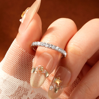 Bague Éternité Demi-Entourante Empilable pour Femme, Élégance Intemporelle, Scintillante, Plaqué Or 14K, Moissanite 2mm 0.03ct Couleur D VVS1