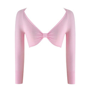 Của Phụ Nữ Siêu Crop Top Và loe Dệt Kim Quần 3/4 Chiều Dài Tay Áo Phía Trước <span class=keywords><strong>Bow</strong></span> Tie Top Gấp <span class=keywords><strong>Bow</strong></span> Trở Lại Cho Mùa Hè Hai Mảnh Thiết Lập - Product Image 5