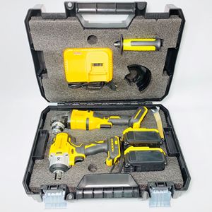 Set of 2pcs <b>Power</b> <b>Tools</b> Rechargeable Lithium Brushless Angle Cordless Wrench Combination <b>Tool</b> Set Yellow A01 - Product Image 1