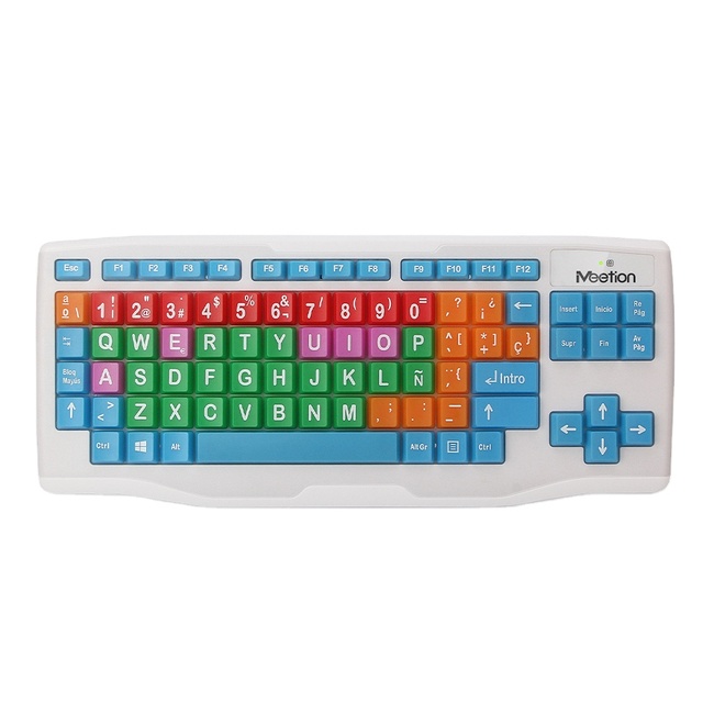 Meetion WK800 New Ergonomic Design Waterproof Colors Wireless Coloured Kids Children Keyboards with Big Buttons