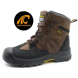 Anti slip oil acid resistant HRO rubber sole crazy horse leather steel toe prevent puncture safety shoes work boots for men