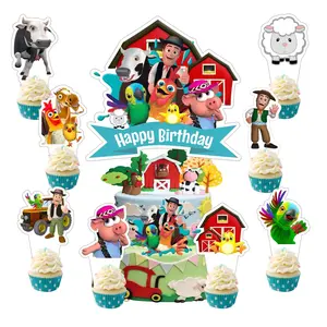 Zenon çiftlik kek süslemeleri ile 1 adet kek Topper, 24 adet Cupcake Toppers için çiftlik hayvan doğum günü partisi malzemeleri