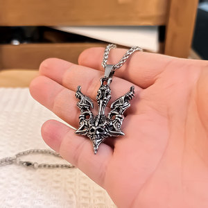 Collar de acero inoxidable con colgante de calavera para hombre, joyería de fiesta, accesorio de moda - Product Image 1