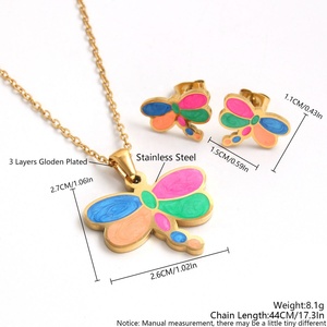 <span class=keywords><strong>Set</strong></span> di gioielli per bambini bambini piccoli ragazze placcato in oro 18k con animali unicorno insetti libellula coccinella collana <span class=keywords><strong>set</strong></span> orecchini - Product Image 5
