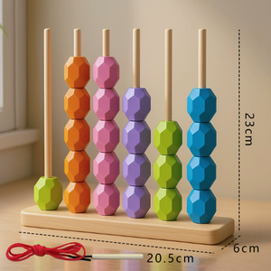 Jeu d'empilage et d'association en bois coloré avec perles pour l'éducation précoce, support de <span class=keywords><strong>calcul</strong></span> amusant pour la maternelle, jouet éducatif pour enfants - Product Image 3