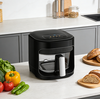 Vente en gros 360 °   Friteuse à air View Glass, non toxique, sans PFAS, cuisson à plat, visualisation, commande tactile intelligente, portable, certifiée CE ETL GS