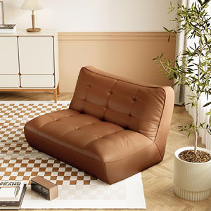 Canapé-lit en cuir minimaliste rétro moderne, 70 cm, siège unique, rembourré en mousse, meubles de salon - Product Image 2