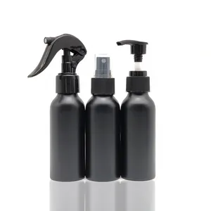 Botol Parfum Semprot Atomizer Kosong Botol Plastik Semprot Matte Hitam 30Ml 100Ml Aluminium Kosmetik dengan Pemicu Kabut Semprot Tops
