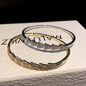 Gold Silver <b>Copper</b> Plated <b>Bracelets</b> Round Brilliant Cut Diamond Encrusted Wedding Fashion Cuff Jewelry Winter 2024 Yiwu Origin - Product Image 1