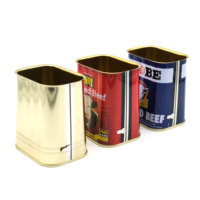 Boîte métallique trapézoïdale ouverte et soudée à clé de qualité alimentaire 701 # pour déjeuner, viande ou bœuf cordé