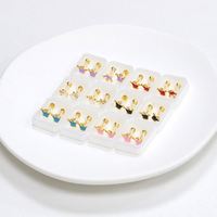 Boucle d'oreille à vis en zircone de couleur mélangée en acier inoxydable anti-allergie à la mode pour fille ou bébé