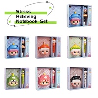 Personalizado Kawaii dibujos animados B6 Mini Squishy diario A5 Notebook Box Set PU cuero colorido impreso páginas estudiantes estrés alivio regalo