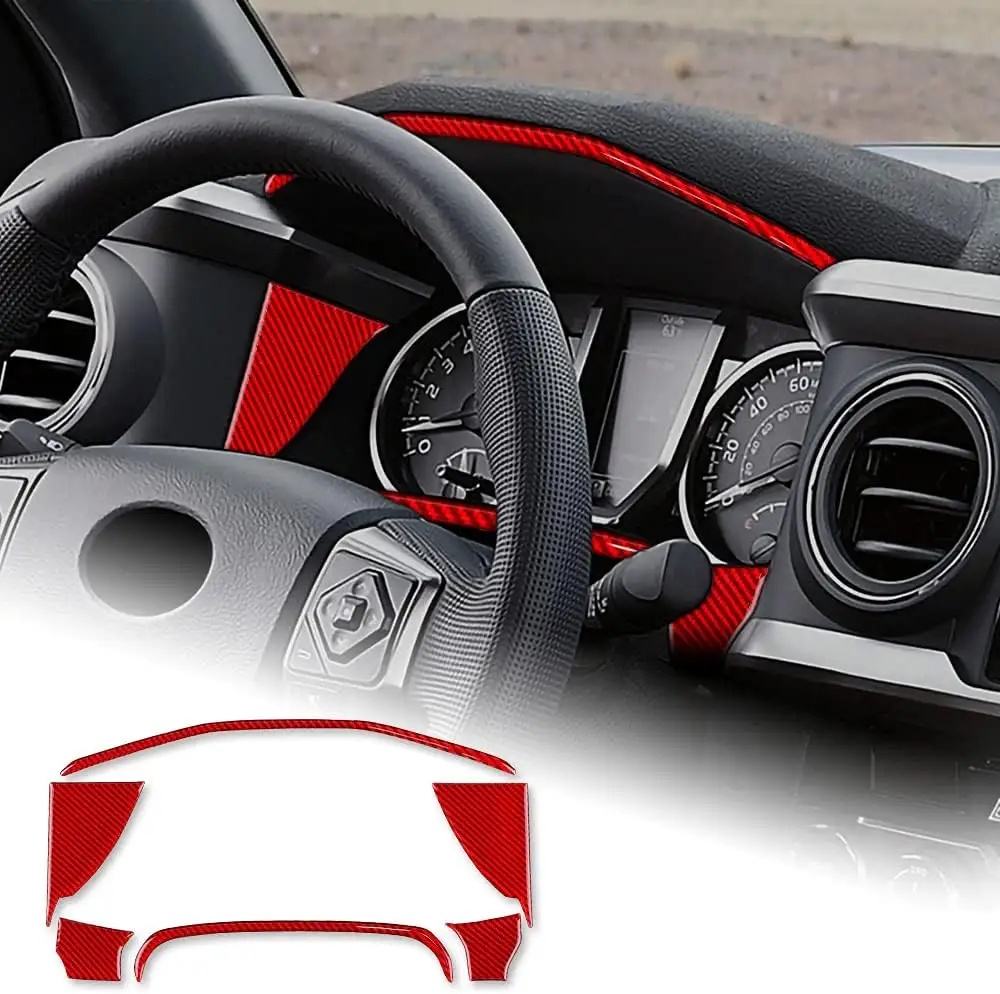 Autoinnenzubehör aus echter Kohlefaser Scheinwerfer-Schalter-Button Rahmen-Aufkleber Innenausstattung kompatibel mit Toyota Tacoma