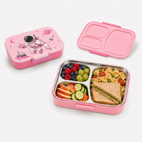 Boîte à lunch scolaire pour enfant, OEM, acier inoxydable 304, coque intérieure en PP, anti-fuite, 3 compartiments, 776 ml, Europe