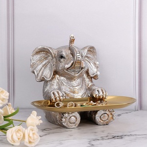 Estatua de Animal de resina hecha a mano para decoración del hogar, estatua de elefante de plata de alta calidad - Product Image 2