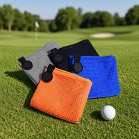 Serviette de golf en microfibre double couche, tissage gaufré, sans peluches, très absorbante, pour le nettoyage des balles de golf, avec mousqueton