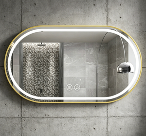 Oval Silver Frame LED <b>Makeup</b> Bathroom <b>Mirror</b> Touch Dimming Anti Fog Adjustable Color Temperature Wall-Mounted Art Deco <b>Mirror</b> - Product Image 6