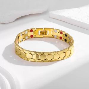 Alloy Vintage Engagement Magnetic Detachable <b>Adjustment</b> Black Gold Chain & Link <b>Bracelet</b> for Unisex European American Couple - Product Image 6