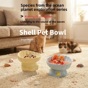 Gamelle surélevée en céramique en forme <span class=keywords><strong>de</strong></span> coquille – Qualité alimentaire, écologique, étanche pour chiens/chats/petits animaux – Vente en gros, multicolore - Product Image 4