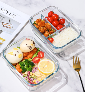 Thân thiện với môi thực phẩm thủy tinh container với nắp kính Hộp Ăn Trưa lò microwavable ăn trưa container Bộ - Product Image 5