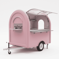 Chariot de boulangerie mobile rond et coloré, remorque alimentaire simplifiée, kiosque de concession remorquable pour gâteaux et pâtisseries