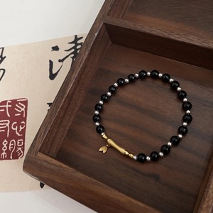 Bracelet en argent sterling Yinruitai S925 avec agate noire pour femmes, à porter tous les jours, cordon élastique réglable - Product Image 2