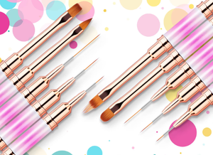 Ensemble de pinceaux à ongles double embout rose ombré en nylon pour la peinture 3D au gel et la conception de manucure - Product Image 5