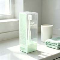 Boîte d'emballage pliable en plastique PET vert pour dentifrice, brosse à dents et articles de toilette quotidiens