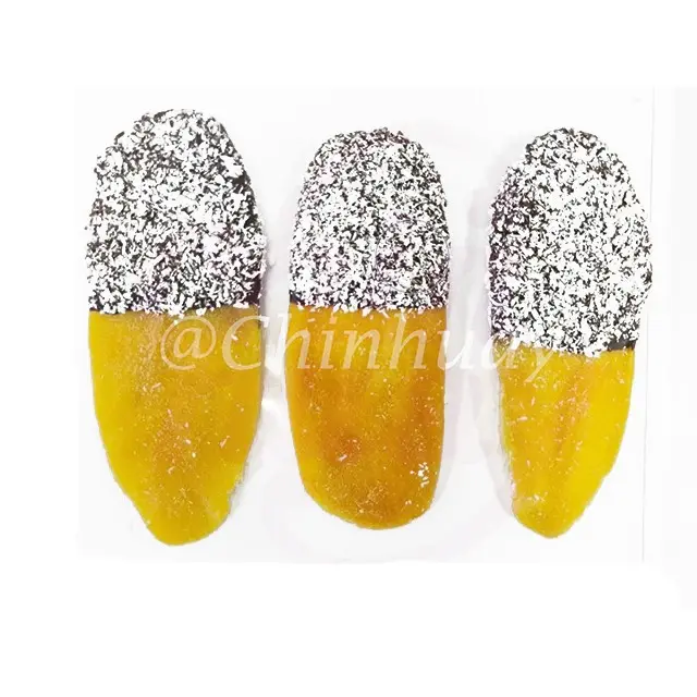 Factory Price Premium Dried Mango Soft Dry Coated Chocolate and Desicated Coconut Yummy Dried Fruit Snack