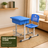 Ensemble de bureau et chaise d'école en plastique réglables en hauteur, vente en gros, pour salle d'étude