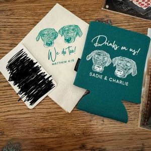 Servilletas Personalizadas para Cócteles con Diseños de Mascotas para Bodas y Cumpleaños, Servilletas de Boda con Ilustraciones de Perros o Gatos - Product Image 4