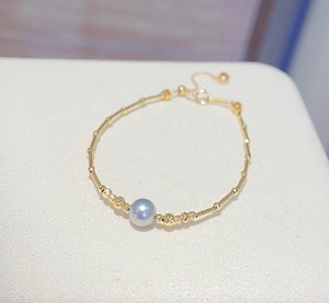 Offre Spéciale fin 18k or Akoya gris perle 7-8mm <span class=keywords><strong>Madama</strong></span> eau de mer perle Bracelet bijoux pour femmes - Product Image 5