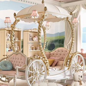 <span class=keywords><strong>Cama</strong></span> de Carruaje de Lujo con Tapicería de Terciopelo Rosa Real, <span class=keywords><strong>Cama</strong></span> Infantil con Dosel de Columnas Retorcidas de Estilo Turco Clásico para Habitación de Princesa en Villa - Product Image 3