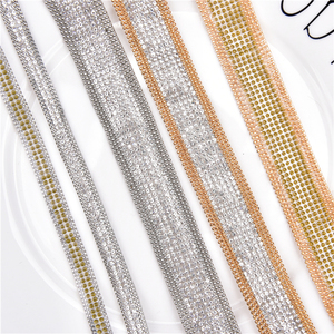 Cinta de Pedrería Termoadhesiva, Cadena de Cuentas de Cristal con Fijación en Caliente, Venta al por Mayor, para Vestidos de Novia, <span class=keywords><strong>Ropa</strong></span>, Cinturones, Pantalones, Zapatos, Decoración de Fiestas - Product Image 1