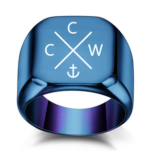 Anchor <b>Titanium</b> Steel <b>Ring</b> 18MM Square Geometric Unisex Jewelry Gift - Product Image 5
