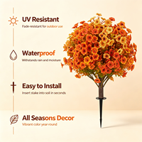 Boule de topiaire artificielle en fleurs d'automne avec piquets de fixation au sol, résistante aux UV, fausses plantes pour décoration extérieure, porche, jardin, cour, patio