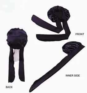Wholesale Hair Bonnets With Long Tie Hairbands Designer Women Sleeping Hair Bonnet Satin Custom Logo