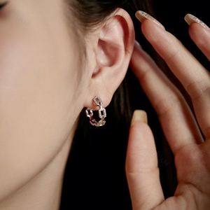 Dylam Newest Tik Tok Trendy <b>Top</b> End Chain Clasped Rhodium-Plated 925 Sterling Silver 5A Zircon Baguette Stud <b>Earrings</b> - Product Image 3
