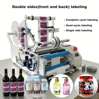 Machine d'étiquetage de bouteilles rondes d'applicateur d'étiquettes double face de contrôle PLC