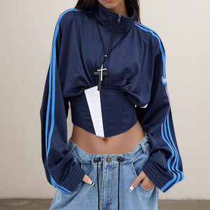 Nuovo cappotto sportivo retrò da donna <span class=keywords><strong>camicia</strong></span> per protezione solare con collo alto e cinturino in vita - Product Image 1