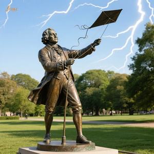 Большой ручной литой латунный змей для привлечения молнии в натуральную величину, знаменитая Бронзовая статуя Бенджамина Франклина для парковой площади - Product Image 4