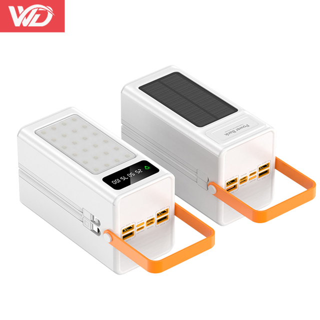 Big Power Bank 80000mAh High Capacity Quality Outdoor Travel Camping Light Solar PowerBank 80000 MAh Built in Lanyard Cable
