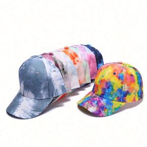 Summer Hip-hop Denim Baseball Cap with 3D Embroidery and Metal Buckle Closure <b>Tie</b>-Dyed Pattern for Unisex Outdoor Use - Product Image 1