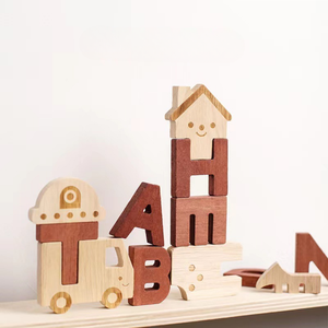 Set di Giocattoli Educativi Montessori per la Prima Infanzia, Puzzle di Animali e Forme, Blocchi di Costruzione in Legno per <span class=keywords><strong>Alfabeto</strong></span> e Numeri - Product Image 2