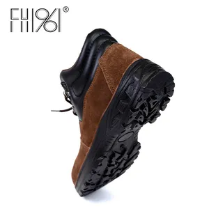 FH1961 Sapatos de segurança com biqueira de aço para homens, botas de trabalho pretas anti-perfuração e resistentes à água